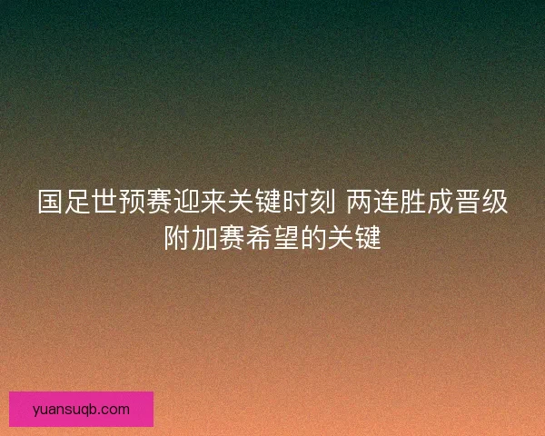 国足世预赛迎来关键时刻 两连胜成晋级附加赛希望的关键