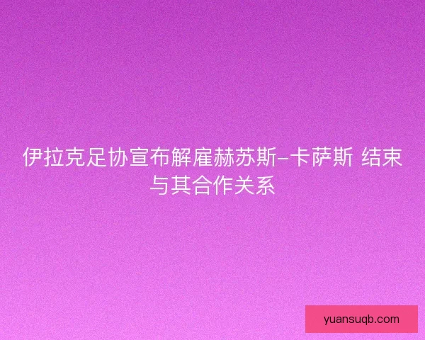 伊拉克足协宣布解雇赫苏斯-卡萨斯 结束与其合作关系
