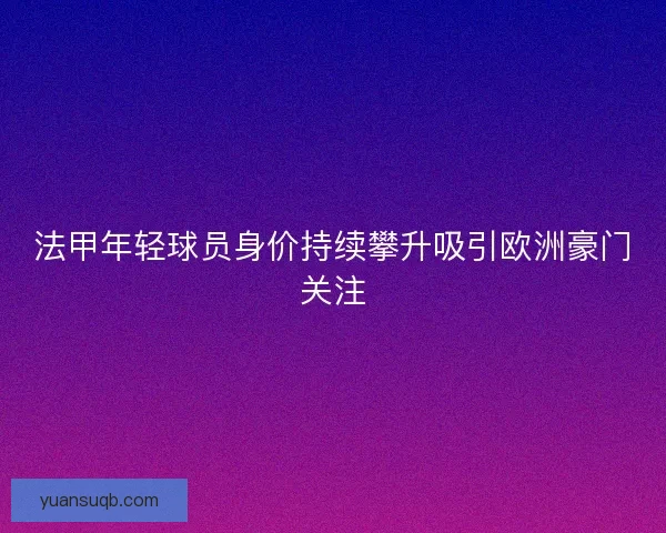法甲年轻球员身价持续攀升吸引欧洲豪门关注