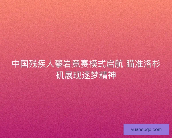 中国残疾人攀岩竞赛模式启航 瞄准洛杉矶展现逐梦精神