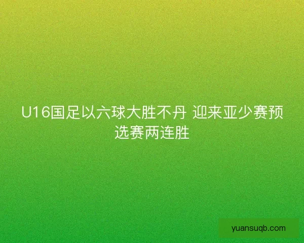 U16国足以六球大胜不丹 迎来亚少赛预选赛两连胜